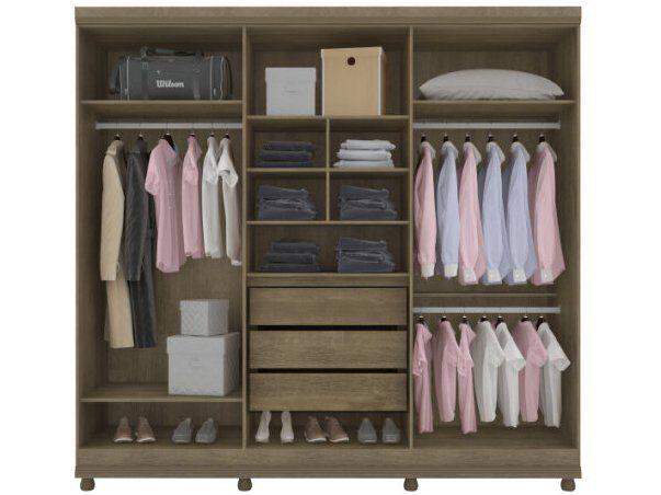 Guarda-Roupa Casal Gênova 6 PT Noce Bronze - Lanza - Guarda-Roupa
